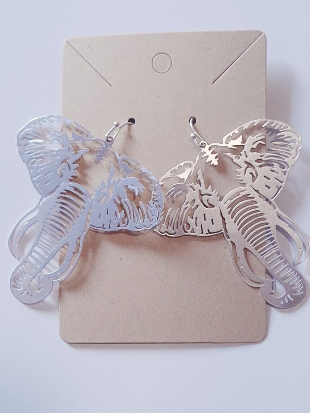 🐘 Silver Elephant Cutout Earrings – Modern Statement Design
